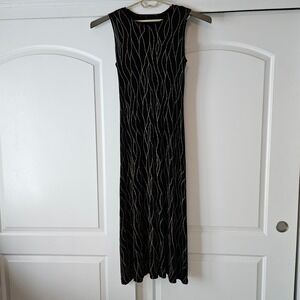 Forest Fairy Long Dress Womens Small Maxi Black Gold Y2K Prom 90s Whimsigoth